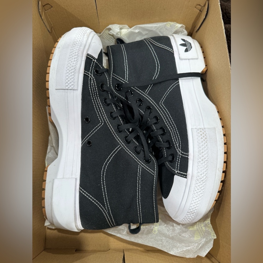 Adidas Black and White Canvas Sneakers